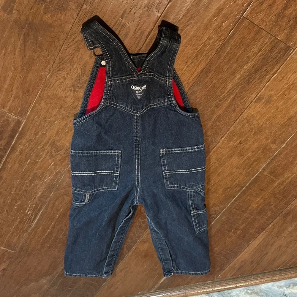 OshKosh‎ B'gosh Baby Boys Denim Overalls 18 Months Red Lined